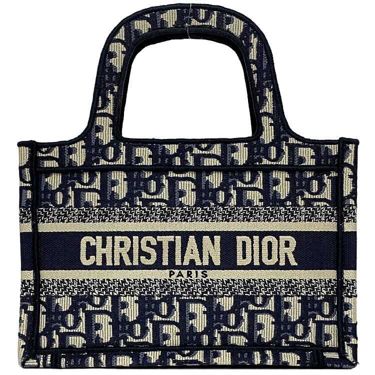 Christian Dior Handbag Book Tote Mini Navy Blue Oblique S5475ZRIW