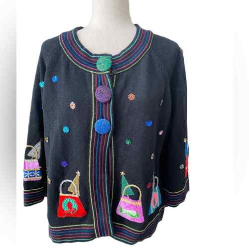 Design options Philip Jane Gordon Christmas Holiday Cardigan Sweater XL