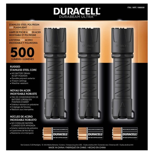 Duracell, 3 Pk 500 Lumen Rugged Durabeam Ultra LED Compact Flashlight