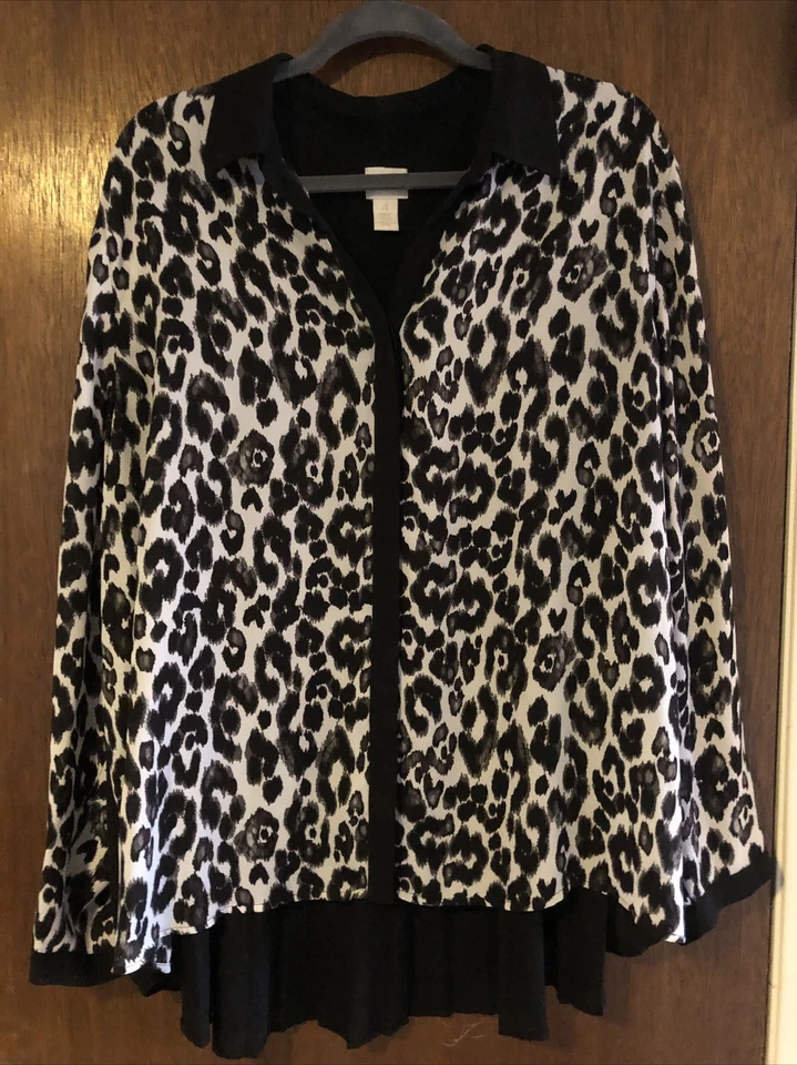 blusa chicos 4 plus leopardo com costas plissadas Coastal Granny Core