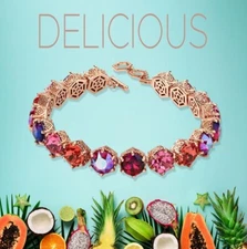 Park Lane DELICIOUS Honeycomb Rose Goldtone Red Purple Coral Pink CZ Bracelet