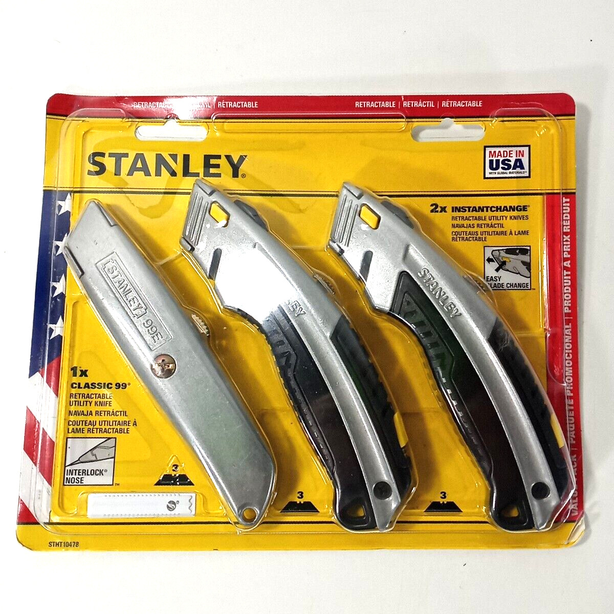 Stanley Fat Max Retractable Utility Carpet Box Cutter Knife Set (3-Pack)