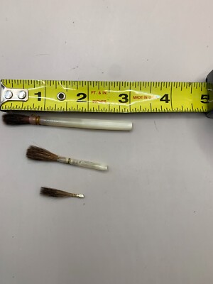 3 Vintage  Quill Artist Brushes - one marked 6 and two unmarked