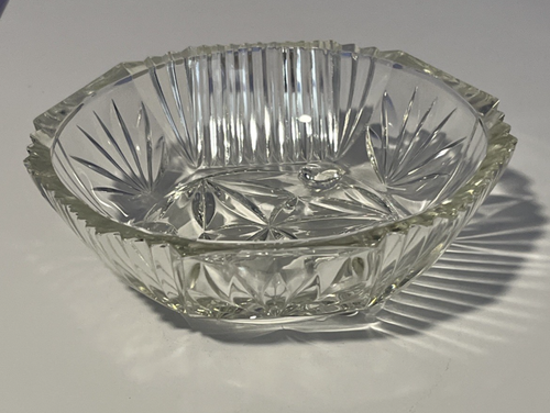 Vintage Clear Cut Glass Three Footed Glass Bowl Candy Dish 6.25"D - Picture 2 of 14