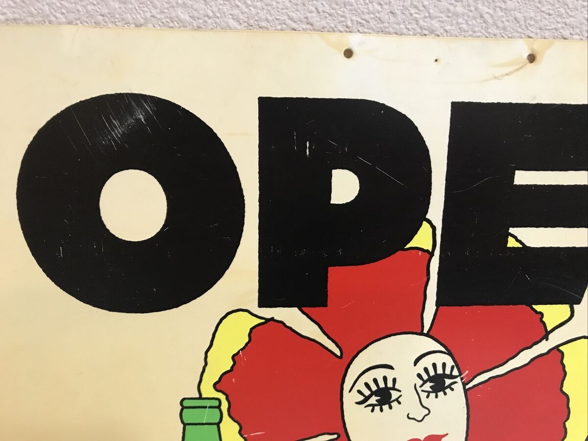 VINTAGE 7up OPEN/CLOSED DOUBLE SIDED PLASTIC SIGN PETER MAX VINTAGE 7up OPEN/CLOSED DOUBLE SIDED PLASTIC SIGN PETER MAX