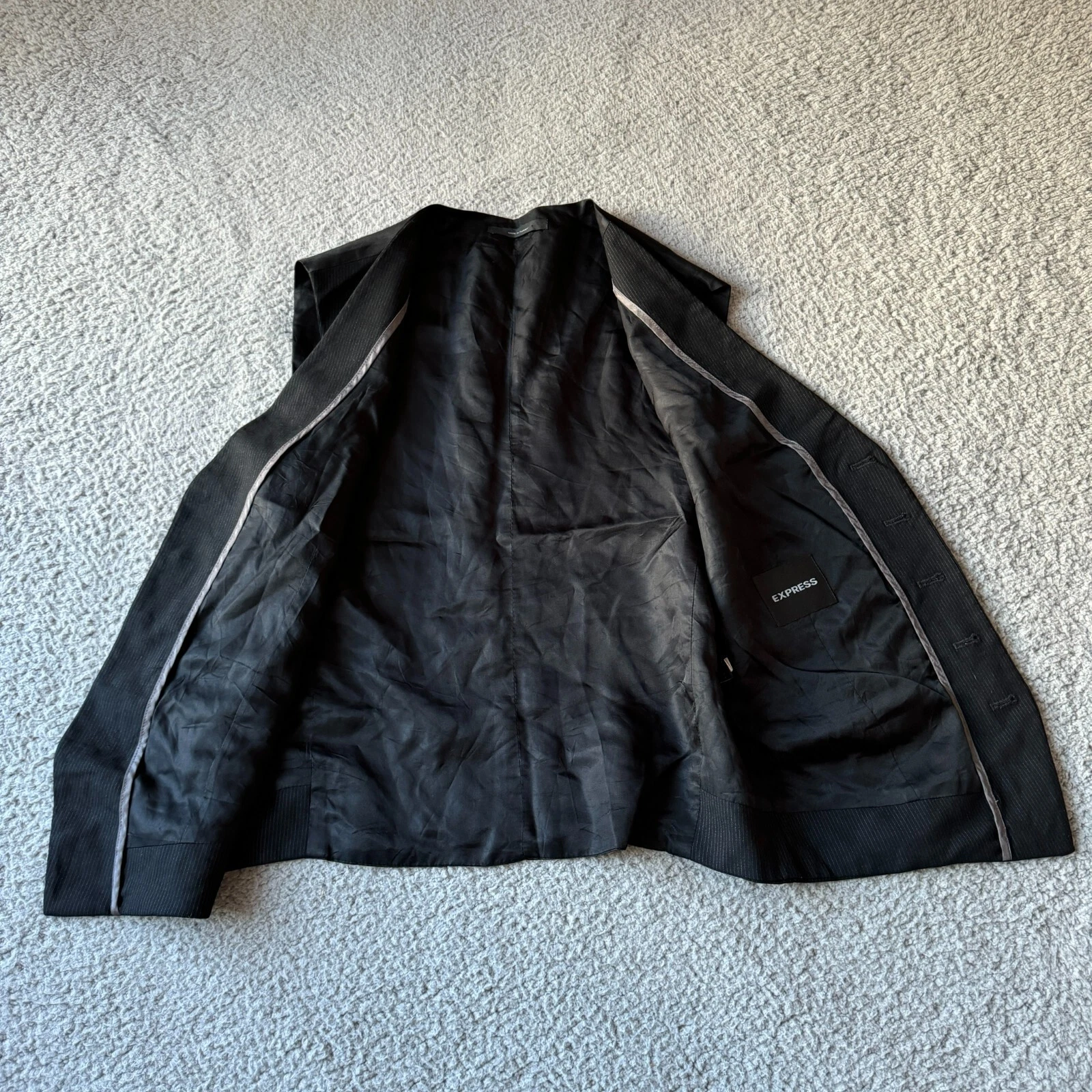 NEW Express Jacket Mens Small Black Vest Formal Wedding Work Office Wool