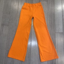 Vtg 60s 70s Bell Bottom Pants Womens 10 Orange Flare Leg Polyester Disco 26 x 30