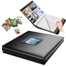 Photo Album Self Adhesive 80 Sticky Pages Leather Cover Scrapbook Photos Book...