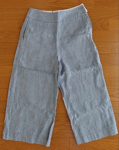 Margaret Howell, MARGARET HOWELL pantaloni cropped lino indaco vita 70 cm/27,6 pollici articolo usato Giappone