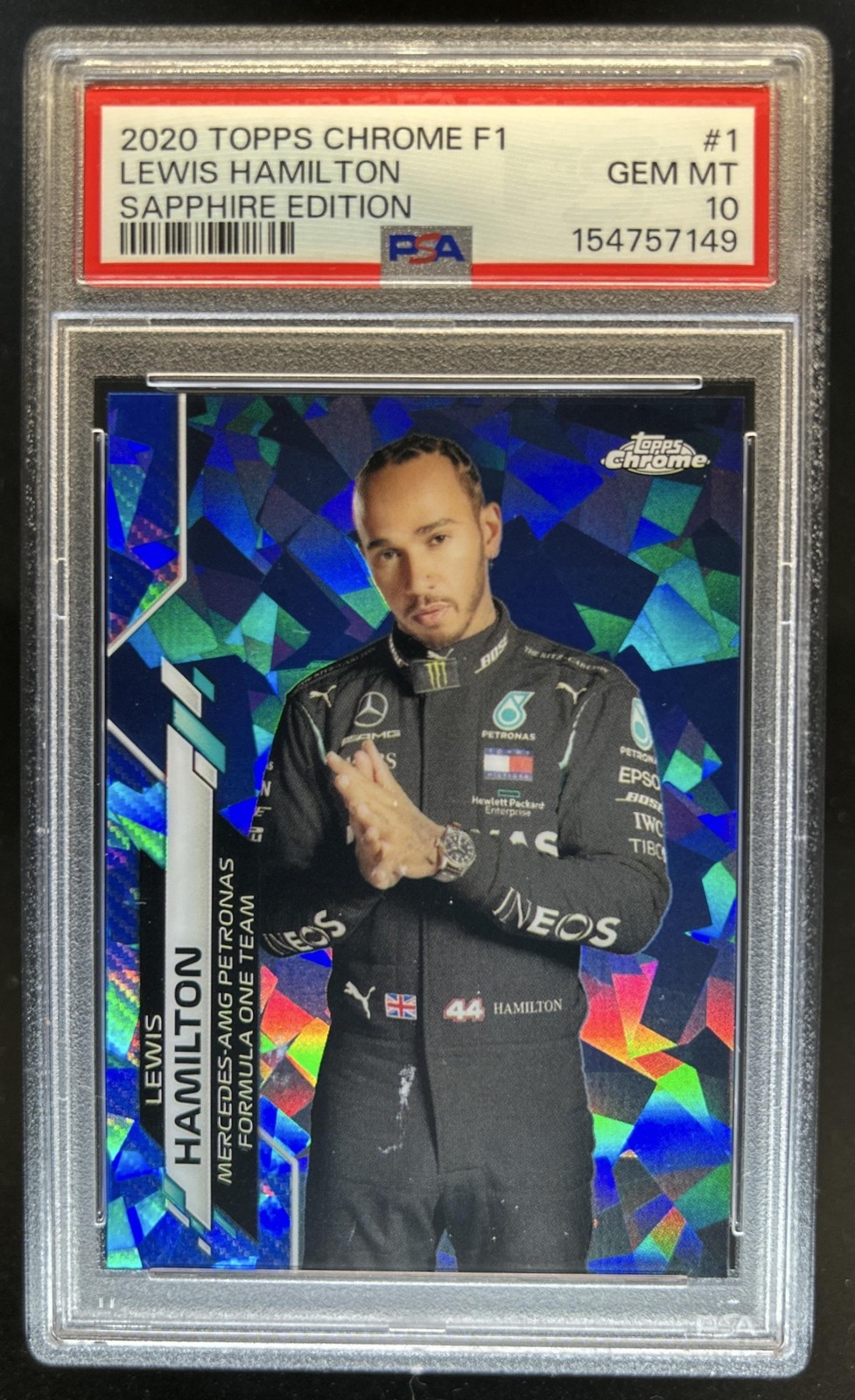 2020 Topps Chrome Sapphire F1 Lewis Hamilton Portrait VAR #1 PSA 10 GEM MINT