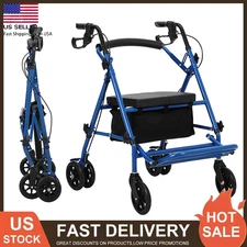 2 in 1 Rollator Walker Transport Chair for Seniors Folding Walker Wheelchair