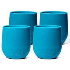 Unbreakable Silicone Wine Glasses - Set Of 4 - Bpa-free, Swirls (aqua) Brights