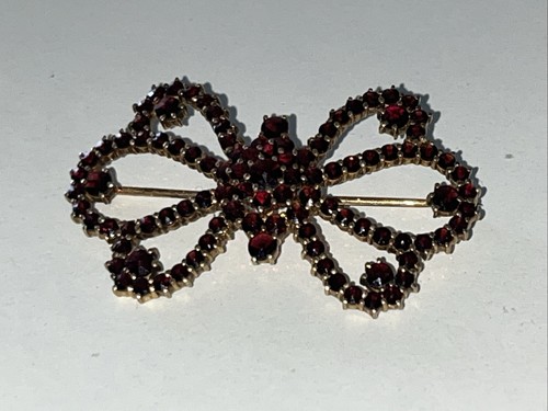 Vintage Brosche 900 .G2 Silber vergoldet Granat Tracht 5 cm X 3 cm . 9 Gramm - Bild 1 von 13