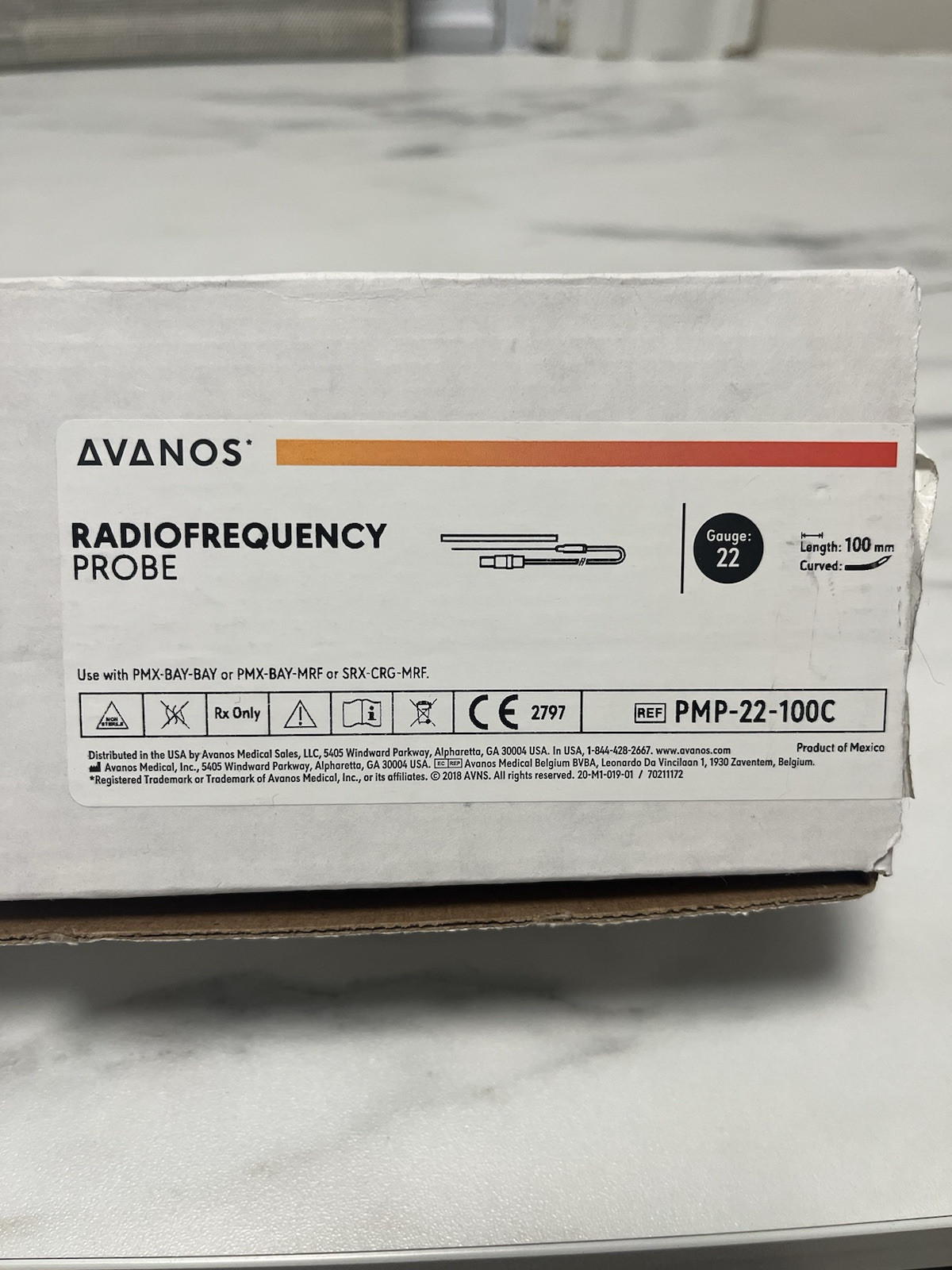 Avanos Radiofrequency Probe. Gauge 22. Curved PMP-22-100C. Sealed Package ￼￼