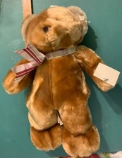 Super Soft Dan Dee 14  Plush Brown Teddy Bear W/ Plaid Bow  EUC