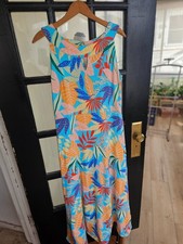 Talbots Tropical Leaf Print Sleeveless Maxi Dress M