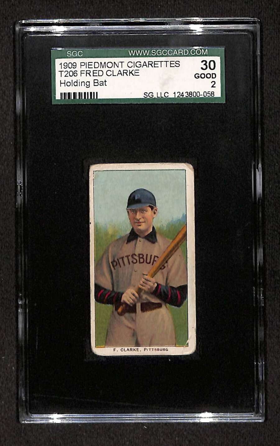 1909 T206 #66 Fred Clarke HOF With Bat SGC 30 GOOD 2 C107539