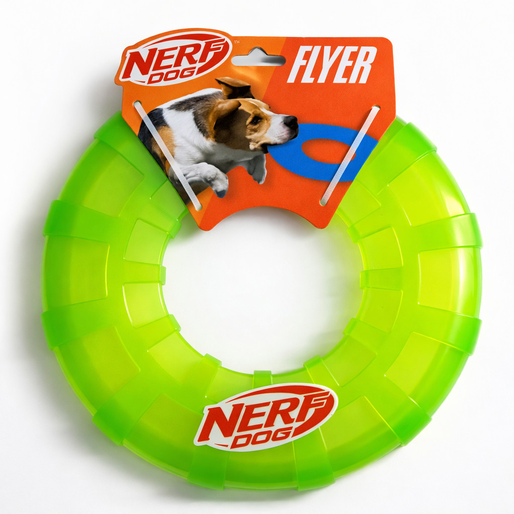 Durable Nerf Dog Flyer Ring Toy Fetch Disc Lightweight Inter
