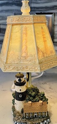 Lighthouse Lamp Nightlight 6 Sided Lithophane Shade Nautical Scenes Fun!