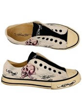 Vtg Y2K Ed Hardy Canvas Sneakers Grunge Indie Streetwear Skater Tattoo Graphic