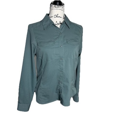 Columbia Woman s Petite Small Green Omni Shade Long Sleeve Button Down Shirt