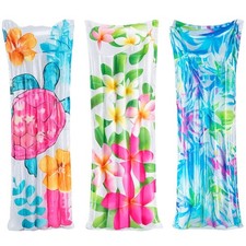 Inflatable Tropical Pool Float Lilo with Pillow Swimming Lounger Mat for Adults