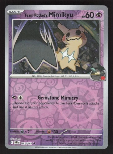 Team Rocket's Mimikyu 087/182 Reverse Holo Destined Rivals NM