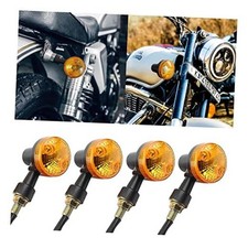 Motorcycle Round Turn Signal Lights, 4PCS 12V LED Bulbs Blinker Black/4PCS