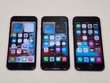 Lot of 3 Apple iPhone 7 128GB BLACK A1778 AT T BATTERY 84 -87 GRADE B/C