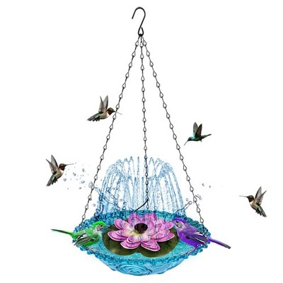 Hanging Bird Bath With Solar Fountain Pump Multi Functional Basin Solar Powered