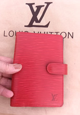 Louis Vuitton Red Epi Leather Agenda Wallet PM Gold Hardware Authentic
