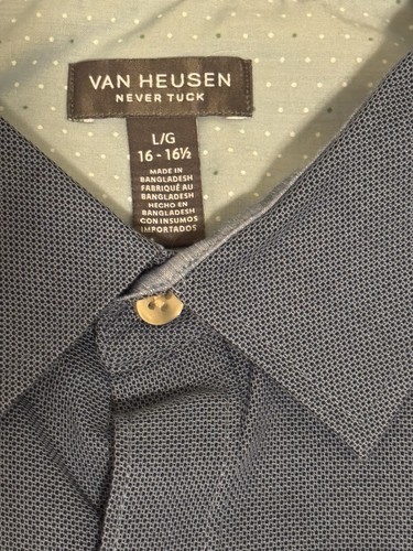 2 Van Heusen Never Tuck Mens Shirt Slim Fit L (16 - 16 1/2) New w tags - Picture 8 of 10
