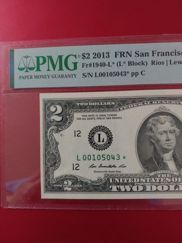 2013 $2* New York Star Note Only 128K Printed PMG 64 EPQ L00105043* - Image 3 of 4