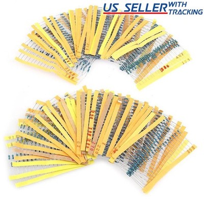 600 Pack 1/4W 1% Metal Film Resistors Assortment Pack 30 Values (10    - 1M Ohm)
