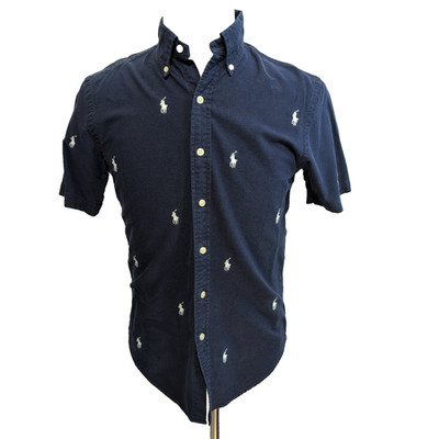 Ralph Lauren Hemd Slim Fit S Marineblau Multi Logos Kurzarm