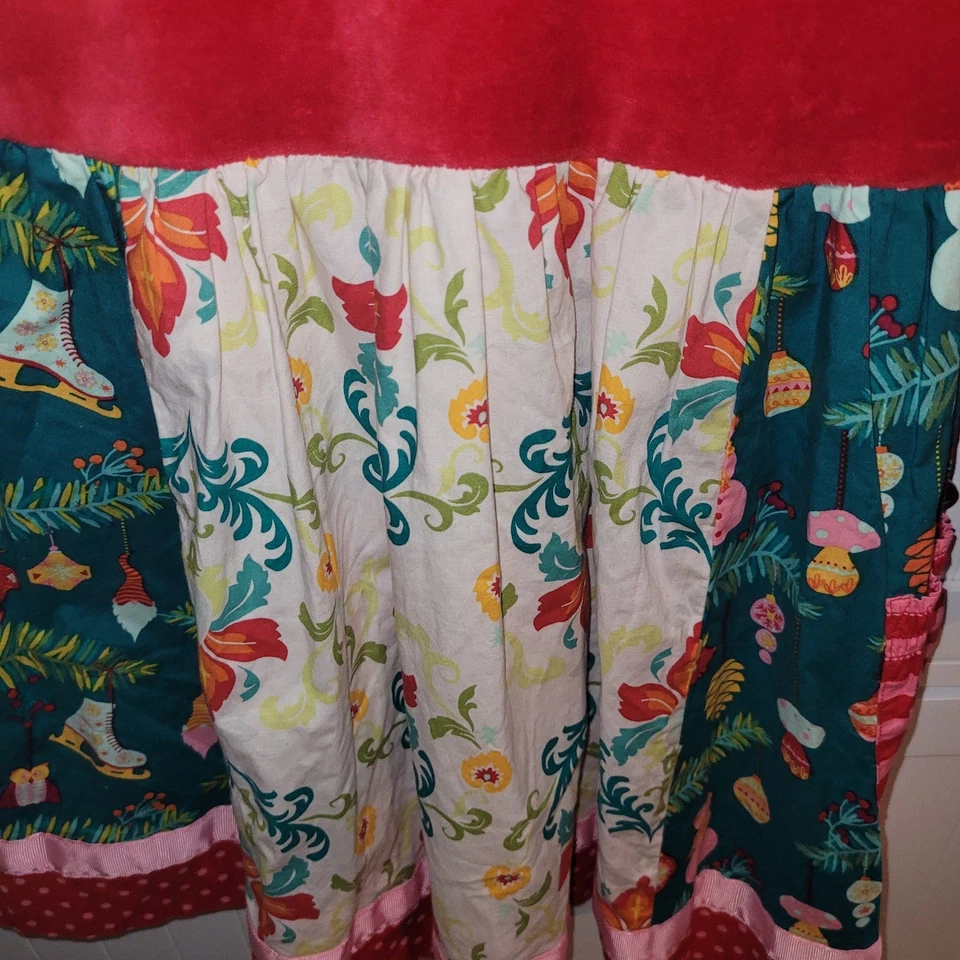 Matilda Jane Christmas Holiday Velour Dress Girls Size 6 Festive Print - Image 4 of 4