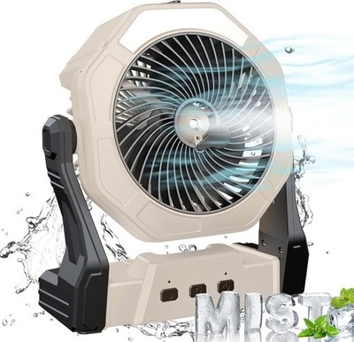 8 Zoll Tragbarer Nebelventilator - 10000mAh Wiederaufladbarer LED Schreibtischventilator mit 250ml Tank