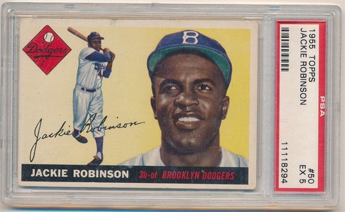 JACKIE ROBINSON 1955 TOPPS BASEBALL CARD #50 BROOKLYN DODGERS PSA 5 EX