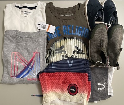 Lot of 7 NWT Boys' Clothing Abercrombie, Nautica, True Religion, Puma & Zara