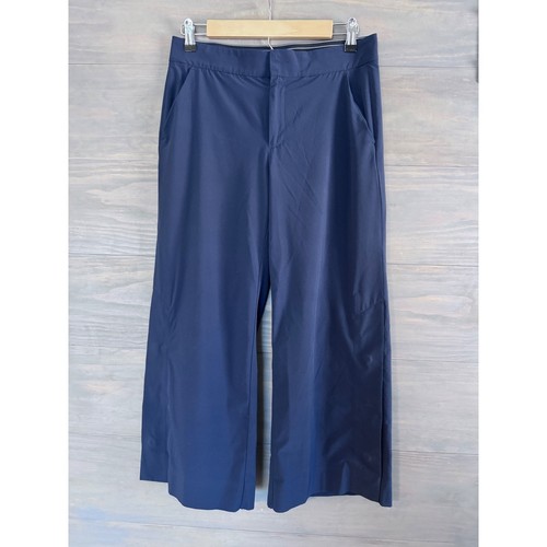 Athleta Tribeca Wide Leg Cropped Pants in Navy Size 4 Side/Hem Snap - Picture 3 of 7