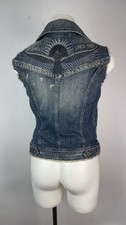 Vintage Y2K Guess Los Angeles Distressed Denim Vest Grunge Punk Festival S