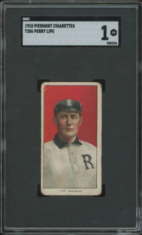 1909 T206 PERRY LIPE POOR PIEDMONT 350 SL SGC 1 BASEBALL RICHMOND COLTS
