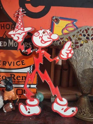 VINTAGE RARE REDDY KILOWATT PORCELAIN ENAMEL METAL SIGN SIZE 10