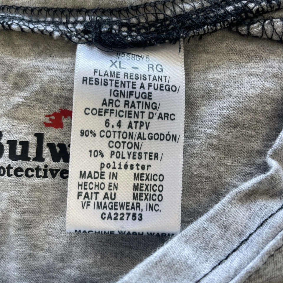 Camisa Balwark Para Hombre XL Resistente al Fuego Manga Larga Gris Algodón Henley Foto 3 de 4