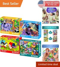 Jigsaw Puzzle Set for Kids - 4 Pack 60 Piece Educational Animal Games Ages 4-6