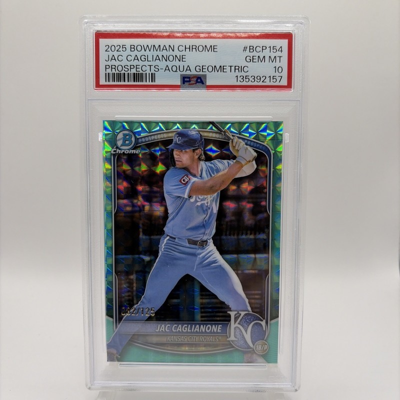 2025 Bowman Chrome Jac Caglianone Aqua Geometric Ref #BCP-154 /125 PSA 10