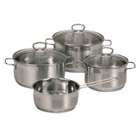 KrÜGer Topfset Manhattan 4-Tlg. Edelstahl Induktion Mit Glasdeckel