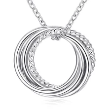 925 Sterling Silver 5 Circles Necklace - 50th Birthday Gift for Women