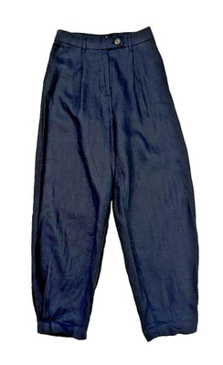 Aligne schwarze Bundfaltenhose mit Ballonbein High Waist Barrel Tapered Gr. UK6 - NEU