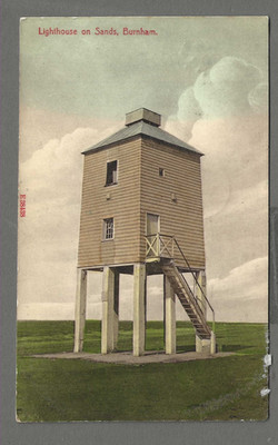 Alte Postkarte Leuchtturm auf Sand, Burnham, Somerset. pmk Kingston 1908